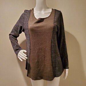 Habitat Lagenlook Art to Wear Olive Green Gray Long Sleeved T-Shirt S
